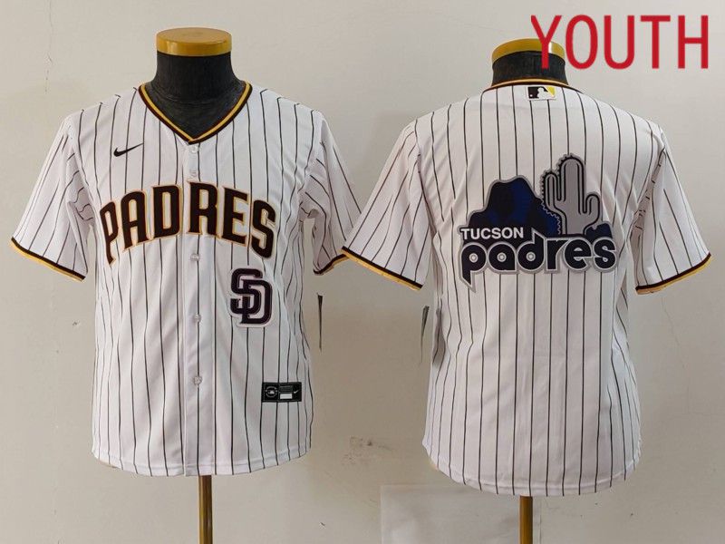 Youth San Diego Padres Blank White stripe Game 2024 Nike MLB Jersey style 4